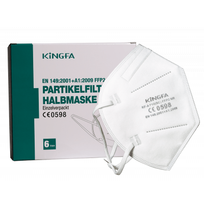 Kingfa KF-A-F10 FFP2 NR Maske – 1er (6er Box) CE0598 Partikelfilter Halbmaske, ohne Ventil