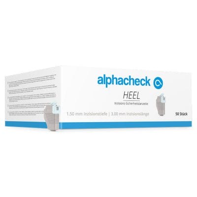 alphacheck HEEL Inzisions-Sicherheits- lanzetten 1,50 x 3,00 mm (50 Stck.)