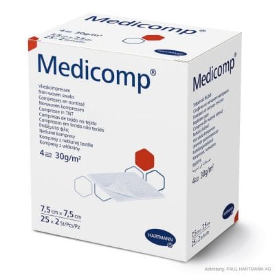 Medicomp Vlieskompressen 7,5 x 7,5 cm, steril (25 x 2 Stck.)