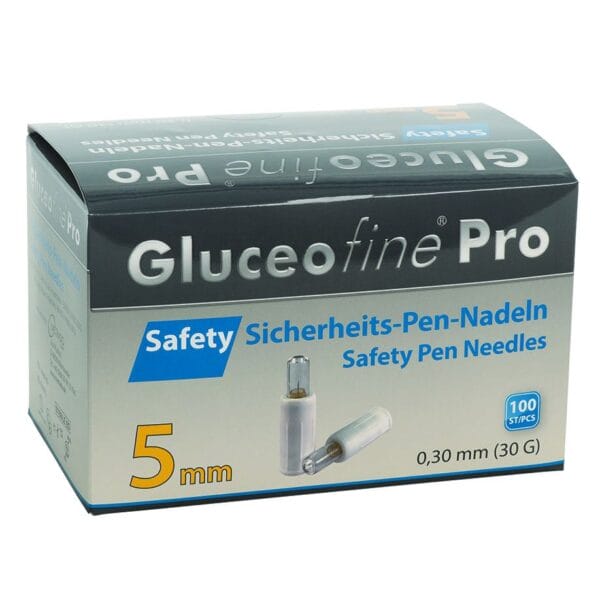Gluceofine Pro Safety Sicherheits- Pen-Nadeln 30 G, 0,30 x 5 mm (100 Stck.)