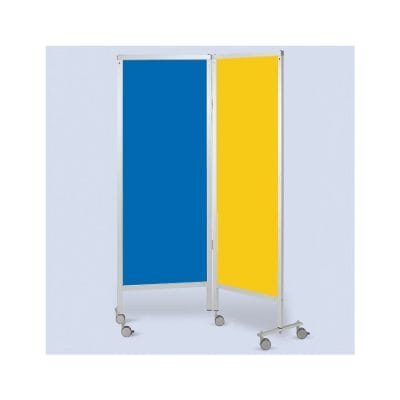 Wandschirm 2-flügelig, fahrbar, Farbe: blau/gelb