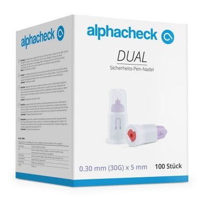 alphacheck DUAL Sicherheits-Pen-Nadeln 30 G x 5 mm (100 Stck.)