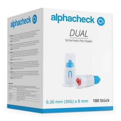 alphacheck DUAL Sicherheits-Pen-Nadeln 30 G x 8 mm (100 Stck.)