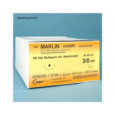 MARLIN HR 17 5/0=1, violett, Nahtmaterial Fadenlänge 70 cm (24 Stck.)