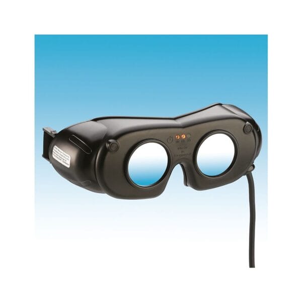 LED Nystagmusbrille schwarz Kabelversion mit Akku und Ladekabel