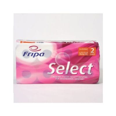 Fripa – Toilettenpapier select, 2-lagig (8 Pack à 8 x 250 Bl.)