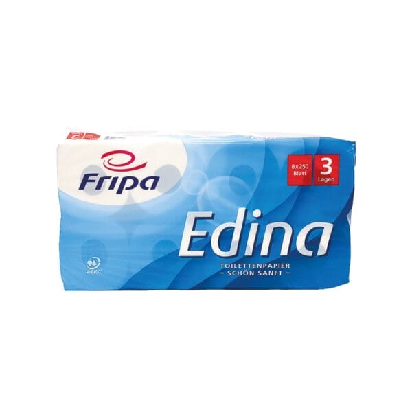 Fripa – Toilettenpapier Edina, 3-lagig (9 Pack à 8 x 250 Bl.)