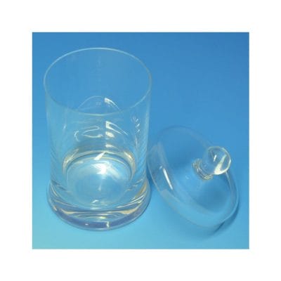 Glaszylinder mit Überfallglasdeckel mit Knopf ca. 8 x 8 cm Ø
