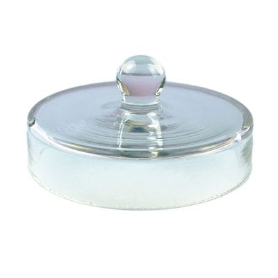 Überfalldeckel aus Glas mit Knopf 10 cm Ø