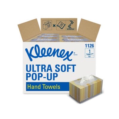 KLEENEX Ultra Soft Pop-Up Handtücher, 1-lagig, weiß, 26 x 22,5cm (18 x 70 Bl.)