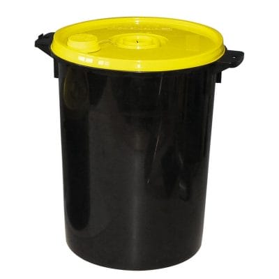 Kanülenabwurfbehälter schwarz 21,0 Ltr., gelber Deckel
