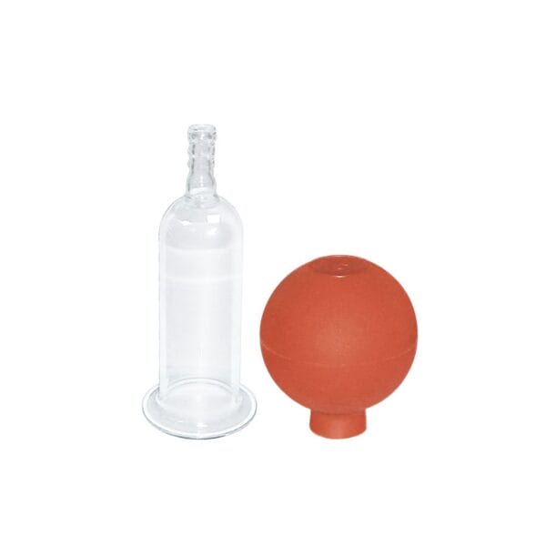 Massage-Schröpfglas mit Olive und Ball, 9 x 3 cm Ø, mundgeblasen