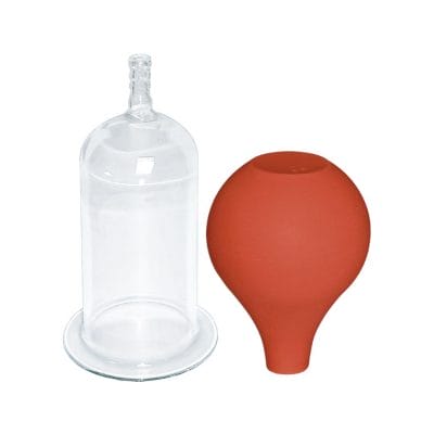 Massage-Schröpfglas mit Olive und Ball, 11 x 5 cm Ø, mundgeblasen