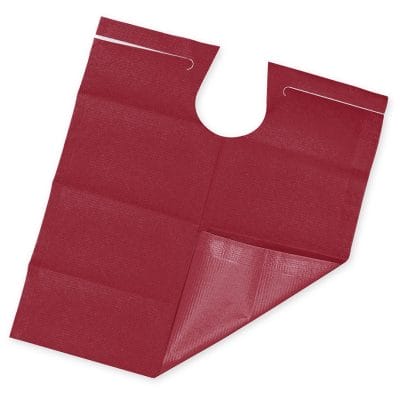 Patientenumhänge Tissue/PE, 53 x 60 cm, red burgundy (80 Stck.)