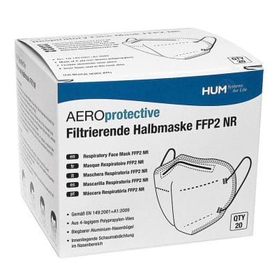 AEROprotective filtrierende Halbmasken FFP2 NR, ohne Ventil (20 Stck.)