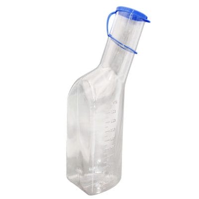 Urinflasche für Männer, eckig, langer Hals (Polycarbonat)