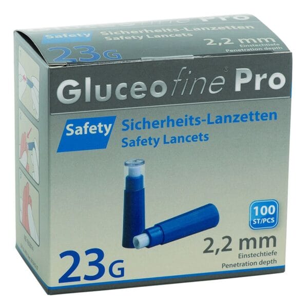 Gluceofine Pro Safety Sicherheits- lanzetten 23 G x 2,2 mm (100 Stck.)