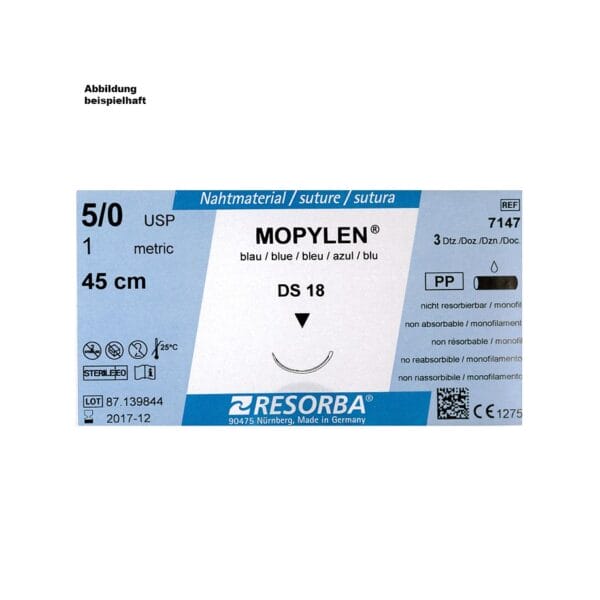 MOPYLEN DS 13 5/0=1 blau monofil, Nahtmaterial Fadenlänge 45 cm (36 Stck.)