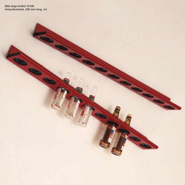 Ampullenleiste, 220 mm lang, rot für ULMER KOFFER II, III und RESCUE-PACK