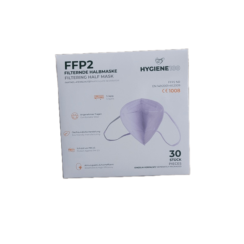 1 Stück FFP2 Schutzmasken, hocheffiziente Filter-Einwegmasken, CE1008 – Hygiene 100