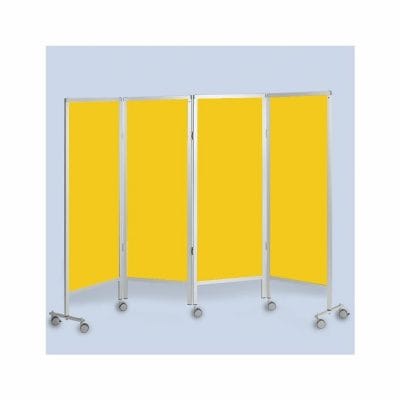 Wandschirm 4-flügelig, fahrbar, Farbe: gelb/gelb/gelb/gelb