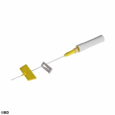 BD Saf-T-Intima Venenverweilkatheter ohne Y-Anschluss, 24 G, 0,7 x 19mm, gelb