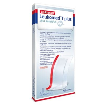 Leukomed T plus skin sensitive steril, Transparentverband, 25 x 10 cm (5 Stck.)