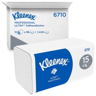 KLEENEX Ultra Falthandtücher medium, 3-lagig, weiß, 31,8×21,5cm (15 x 96 Bl.)