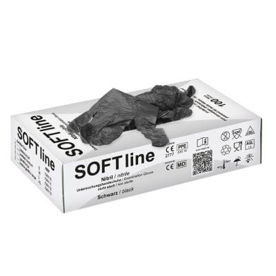 SOFT line Nitril U.-Handschuhe schwarz, Gr. L unsteril puderfrei (100 Stck.)