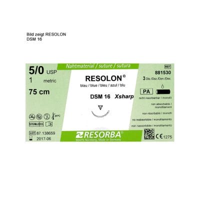 RESOLON DSM 13 6/0=0,7 blau monofil, Nahtmaterial Fadenlänge 45 cm (36 Stck.)