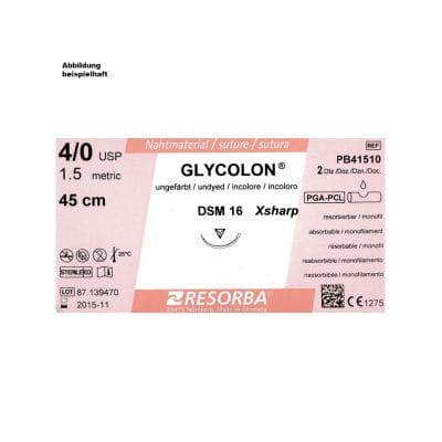 GLYCOLON DSM 16 4/0=1,5 ungefärbt, Nahtmaterial Fadenlänge 45 cm (24 Stck.)