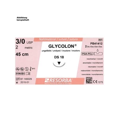 GLYCOLON DS 18 4/0=1,5 ungefärbt, Nahtmaterial Fadenlänge 45 cm (24 Stck.)