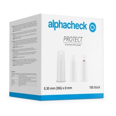 alphacheck PROTECT Sicherheits-Pen- Nadeln 30 G x 8 mm (100 Stck.)