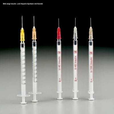 DISPOMED-Einmal-Spritzen 1 ml Insulin, U-40, Kanüle 0,45 x 13 mm (100 Stck.)