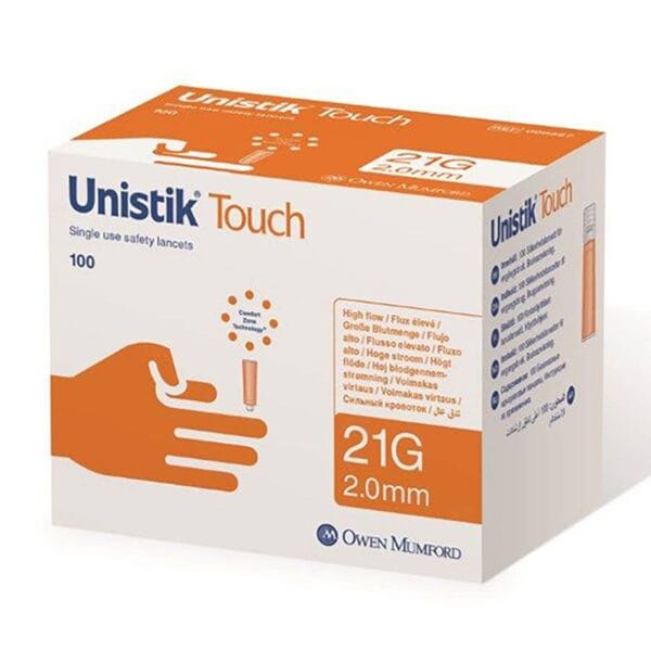Unistik Touch 21 G, 2,0 mm Sicherheitslanzetten (100 Stck.)