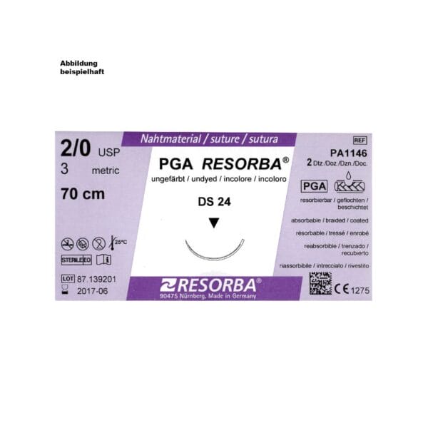 PGA-RESORBA DS 18 3/0=2 ungefärbt, Nahtmaterial Fadenlänge 45 cm (24 Stck.)