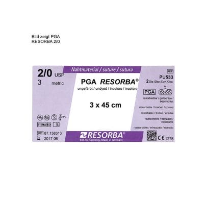 PGA-RESORBA 3/0=2, violett geflochten, Nahtmaterial Fadenlänge 3x45cm (24Stck.)